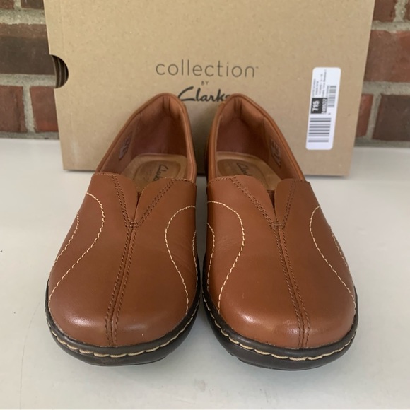 Clarks Womens Cora Meadow Slip On Brown Leather Loafers Flats US 6.5 M - Picture 3 of 10